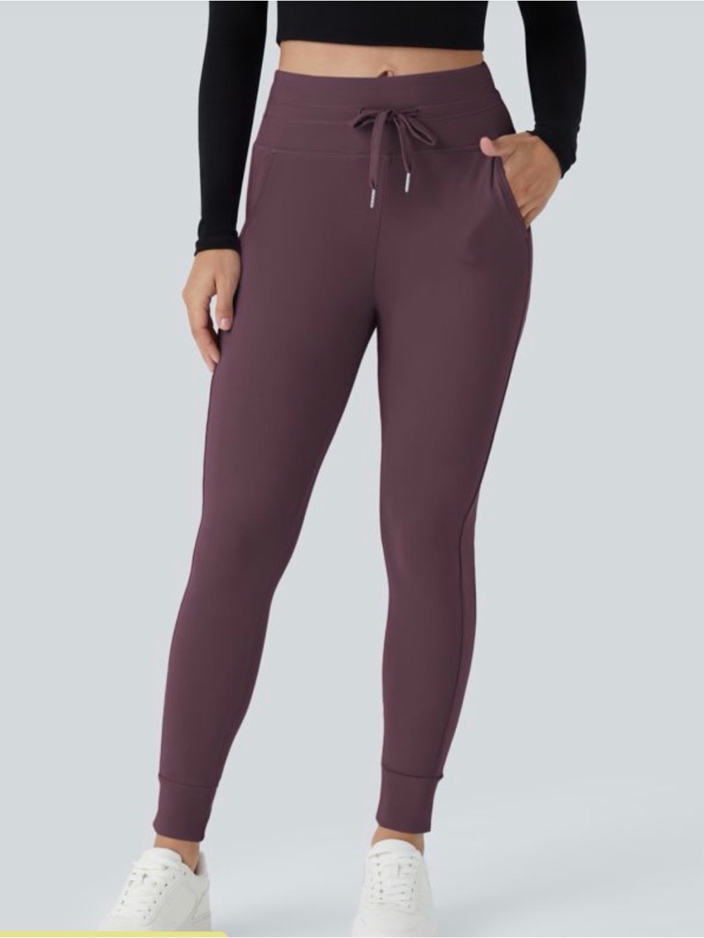 HALARA SoftlyZero Plush High Waisted Drawstring Pocket Plain Full Length Joggers